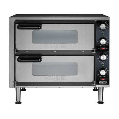 Pizza Oven with Independent Double-Deck & 14" Pizza Deck | Independent Double-Deck Ovens, Ceramic Pizza Deck Fits a 14" Pizza, 280-600°F Temperature Control, 240V