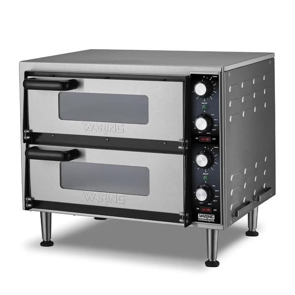 Pizza Oven with Independent Double-Deck & 14" Pizza Deck | Independent Double-Deck Ovens, Ceramic Pizza Deck Fits a 14" Pizza, 280-600°F Temperature Control, 240V