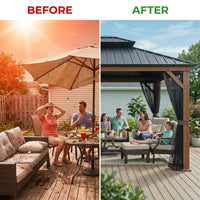 10-Ft X 12 Gazebo Brwon Gazebo with Hardtop Roof (Screen Included) — Before & After