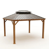 10-Ft X 12 Gazebo Brwon Gazebo with Hardtop Roof (Screen Included) — Studio Shot