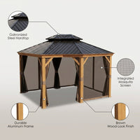 10-Ft X 12 Gazebo Brwon Gazebo with Hardtop Roof (Screen Included) — infographic