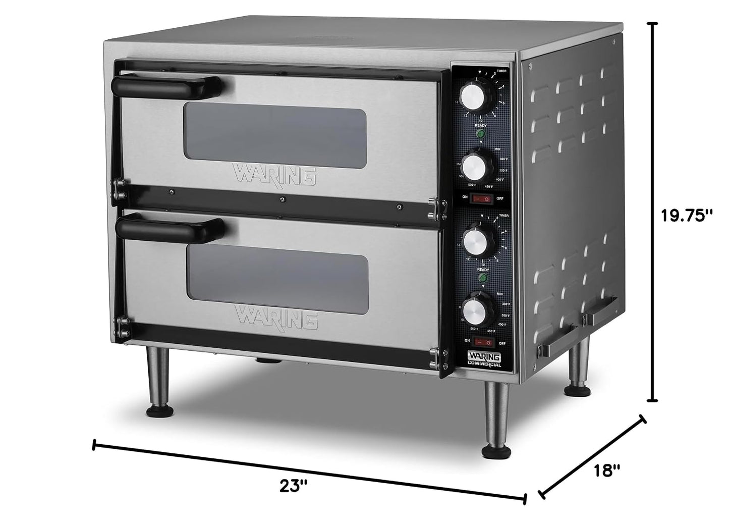 Pizza Oven with Independent Double-Deck & 14" Pizza Deck | Independent Double-Deck Ovens, Ceramic Pizza Deck Fits a 14" Pizza, 280-600°F Temperature Control, 240V