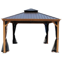 10-Ft X 12 Gazebo Brwon Gazebo with Hardtop Roof (Screen Included)