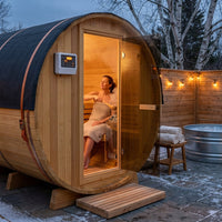 Outdoor Traditional Barrel Sauna | 4-6 Person Wood Sauna, Steam and Wet Sauna with 220V with 6KW Electric Heater, Sauna Stone — Lifestyle