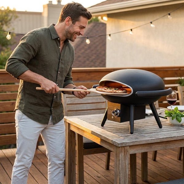 Outdoor Pizza Oven Designed for Fast Cooking, Propane Gas Burner, 12 Inch Stone, Rotatable Motor