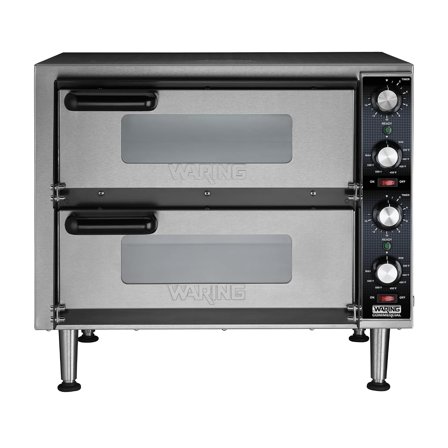 Pizza Oven with Independent Double-Deck & 14" Pizza Deck | Independent Double-Deck Ovens, Ceramic Pizza Deck Fits a 14" Pizza, 280-600°F Temperature Control, 240V