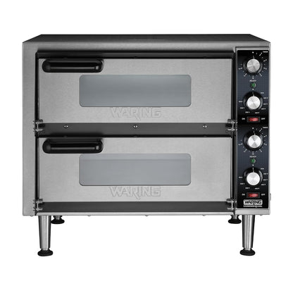 Pizza Oven with Independent Double-Deck & 14" Pizza Deck | Independent Double-Deck Ovens, Ceramic Pizza Deck Fits a 14" Pizza, 280-600°F Temperature Control, 240V